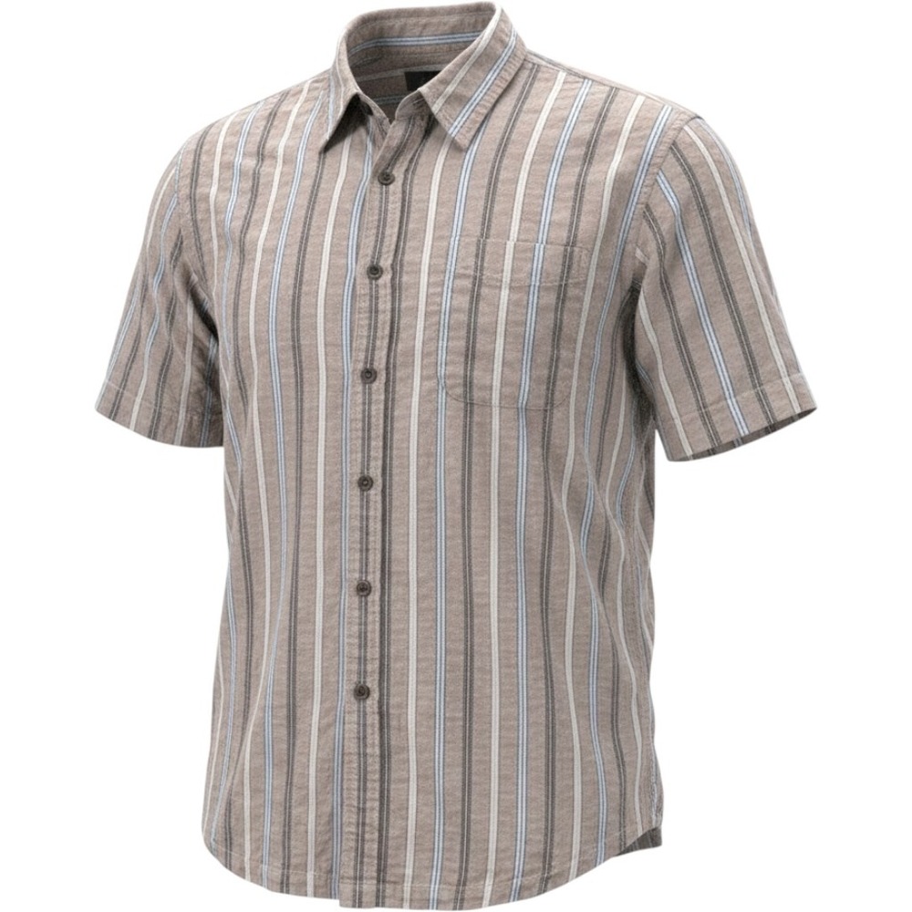 Tasso Elba Mens Striped Linen Cotton Blend Short Sleeve Button Up Shirt Medium